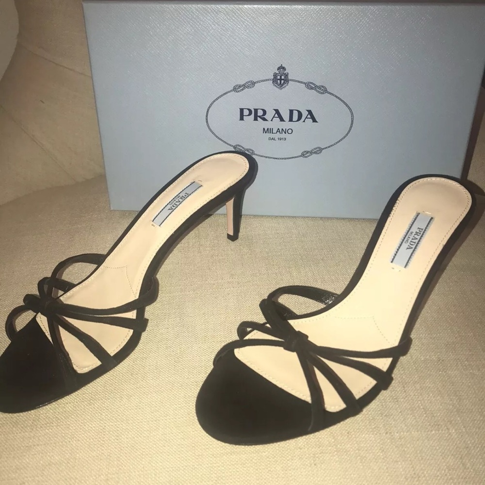 Prada Women's Black Strappy Sandal Heels